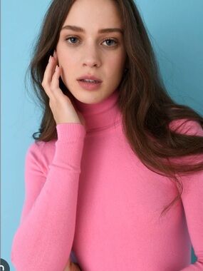 Sunday Best Pink Turtleneck Sweater - Women's Ribbed Neck